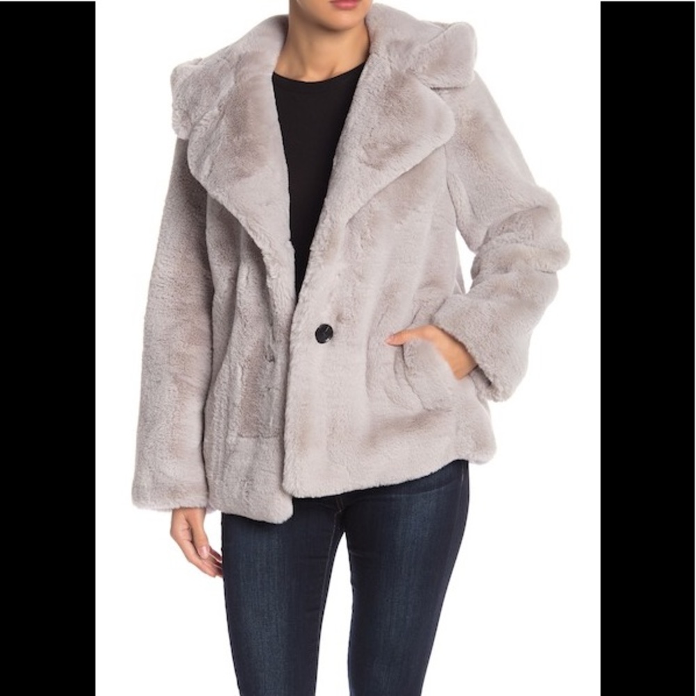 NWT BCBG faux fur hooded coat